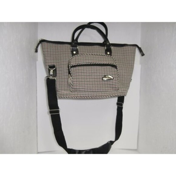 American Flyer Accessories - Women's American Flyer Cosmetic Duffel Bag White/Black/Maron Plaid New !!!